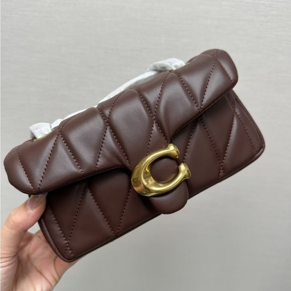 Coach CP150 maple brown Quilted Leather Bag with Gold Chain